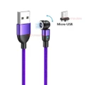 Magnetic 540 Fast Charging Cable, QC 3.0 Phone Charger Data Sync Cord, Nylon Braided, For Samsung Micro USB Phone charger, 0.5m Purple