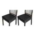 Set of 2Pcs Chair Seat Cushion Covers Water Resistant PU Leather Chair Pad Slipcover for Kitchen Dining Chair Black