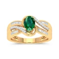 Bevilles 9ct Yellow Gold Created Emerald and Diamond Ring