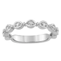 Bevilles Diamond Oval Shape Stacklabe Ring in Sterling Silver