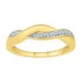Bevilles Diamond Stackable Twist Ring in 9ct Yellow Gold