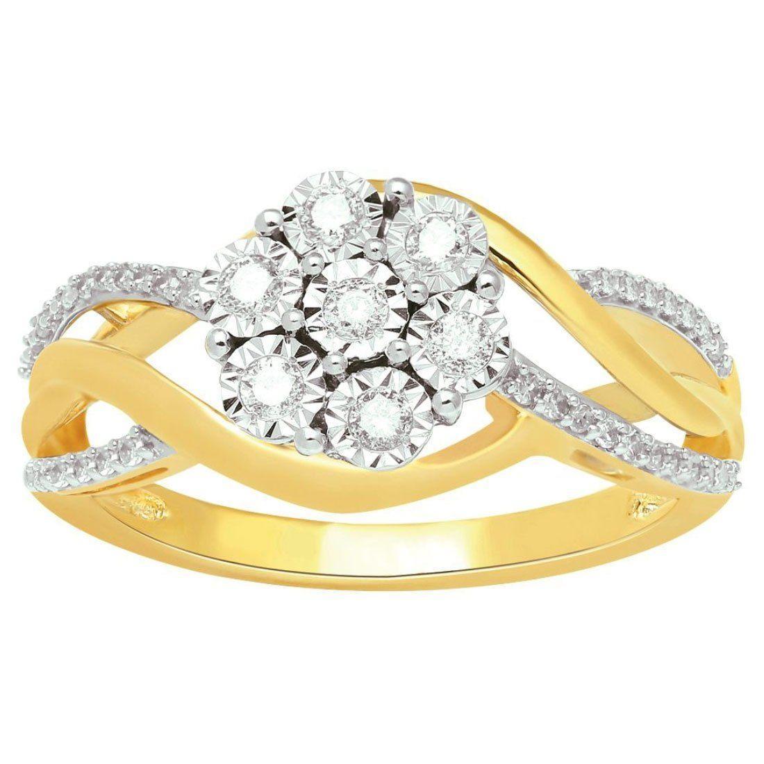 Bevilles Miracle Flower Ring with 1/4ct of Diamonds in 9ct Yellow Gold