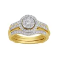 Bevilles Halo Three Ring Set with 3/5ct of Diamonds in 9ct Yellow Gold