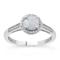 Bevilles Created Opal & Diamond Ring in 9ct Yellow Gold