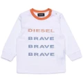 Diesel Babies White Long Sleeve T-shirt with Brave Text