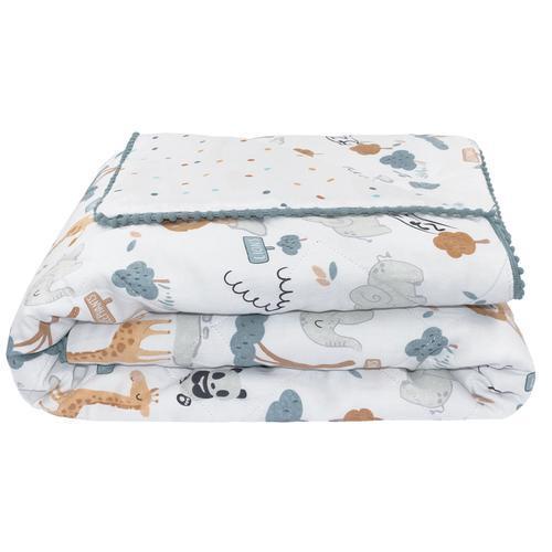 Quilted Reversible Cot Comforter (Day at the Zoo) - Newborn+