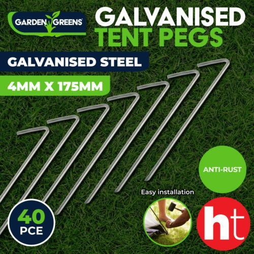 Garden Greens 40PCE Tent Pegs Multi Purpose Anti Rust High Tensile 4 x 175mm