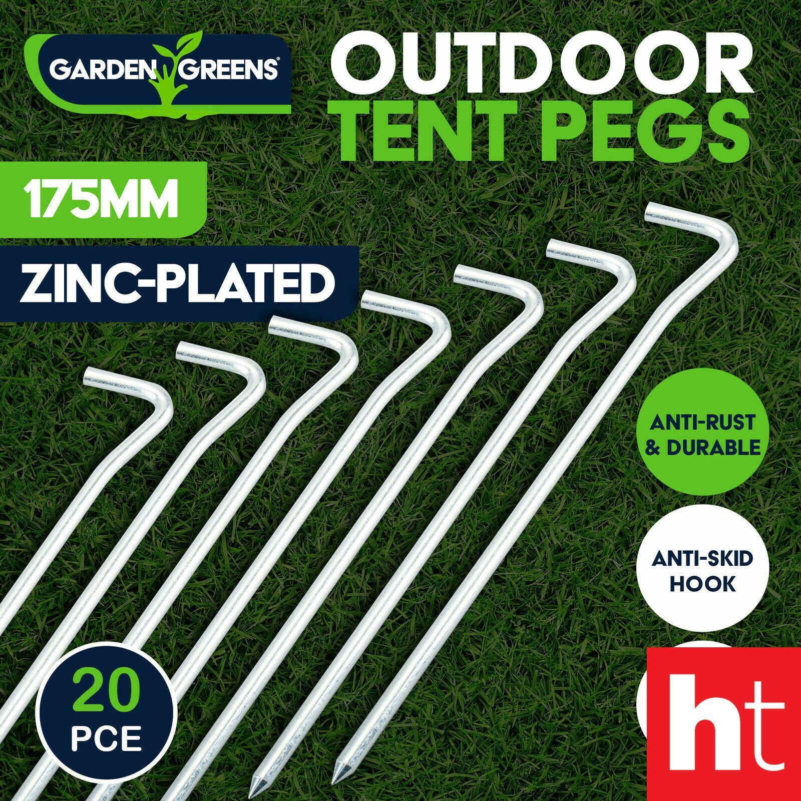 Garden Greens 20PCE Tent Pegs Multi Purpose Anti Rust Anti Skid 5 x 175mm