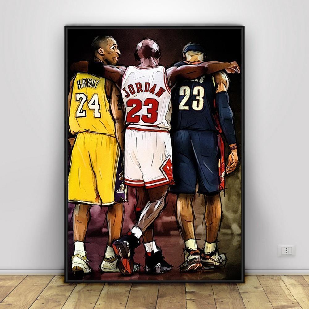 Basketball Star Kobe Michael LeBron Wall Art Print (70x100cm)