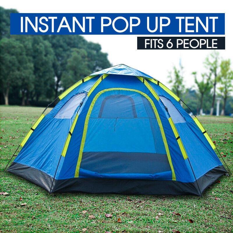 Costcom 6 Person Instant Pop Up Camping Tent Sets Up In Seconds Hiking Camping Fishing