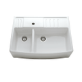 Abey Chambord Clotaire 1&3/4 Bowl Fireclay Sink 898x660x220mm White CLOTAIRE-3W