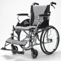 EQUIPMED Folding Aluminium Wheelchair, 20 " Wheels, Park Brakes, 100kg Capacity, Grey/Black