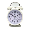 Metal Twin Bells Table Alarm Clock with Light - White