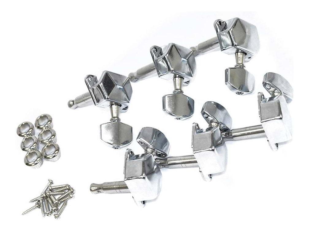 GT Electric Guitar Covered Tuning Machines in Chrome Finish 6-In-Line