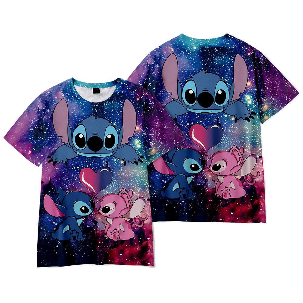 Vicanber Kids Boys Lilo and Stitch Printed Short Sleeve Crew Neck Casual T-Shirt Tops(#E, 9-10 Years)