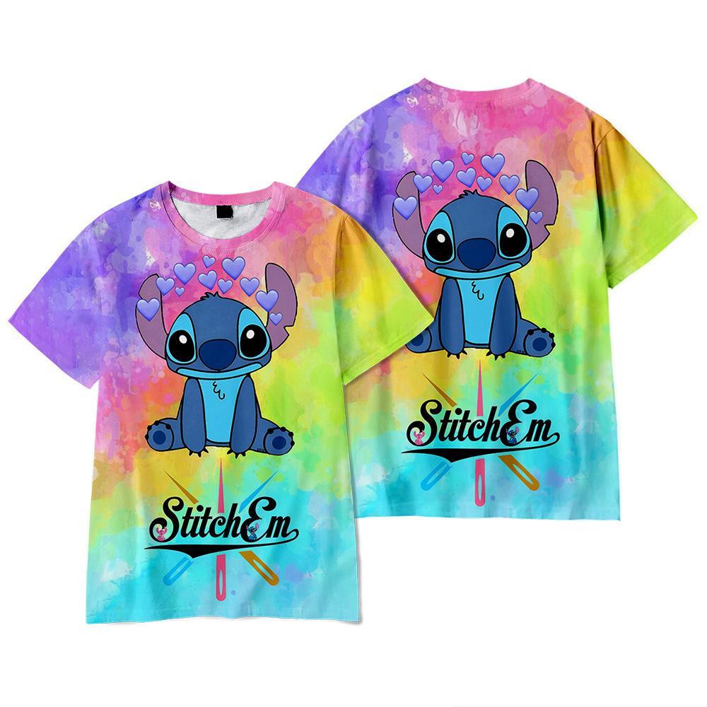 Vicanber Kids Boys Lilo and Stitch Printed Short Sleeve Crew Neck Casual T-Shirt Tops(#P, 9-10 Years)