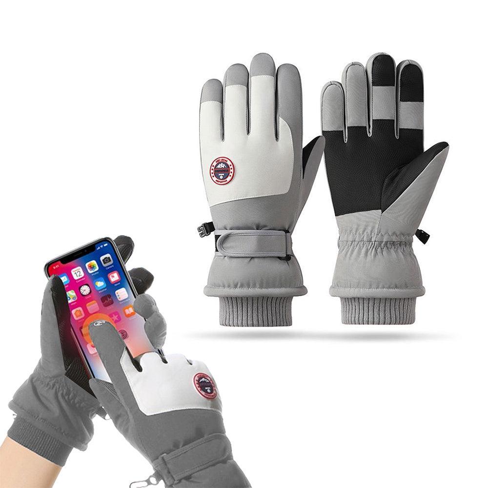 Pair of Touch Screen Sports Gloves Winter Warm Mittens Non-slip Ski Gloves Gray