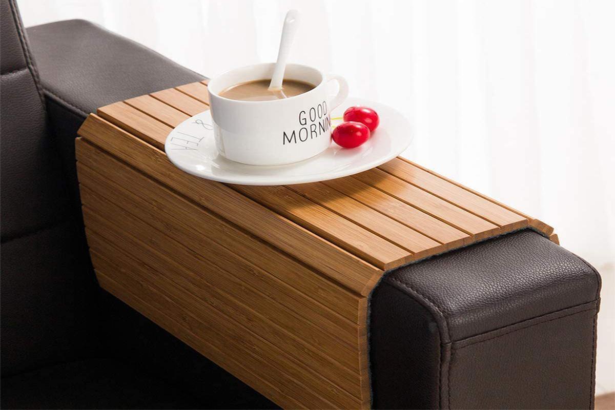 Foldable Wooden Sofa Arm Tray Serving Table Armchair Tray