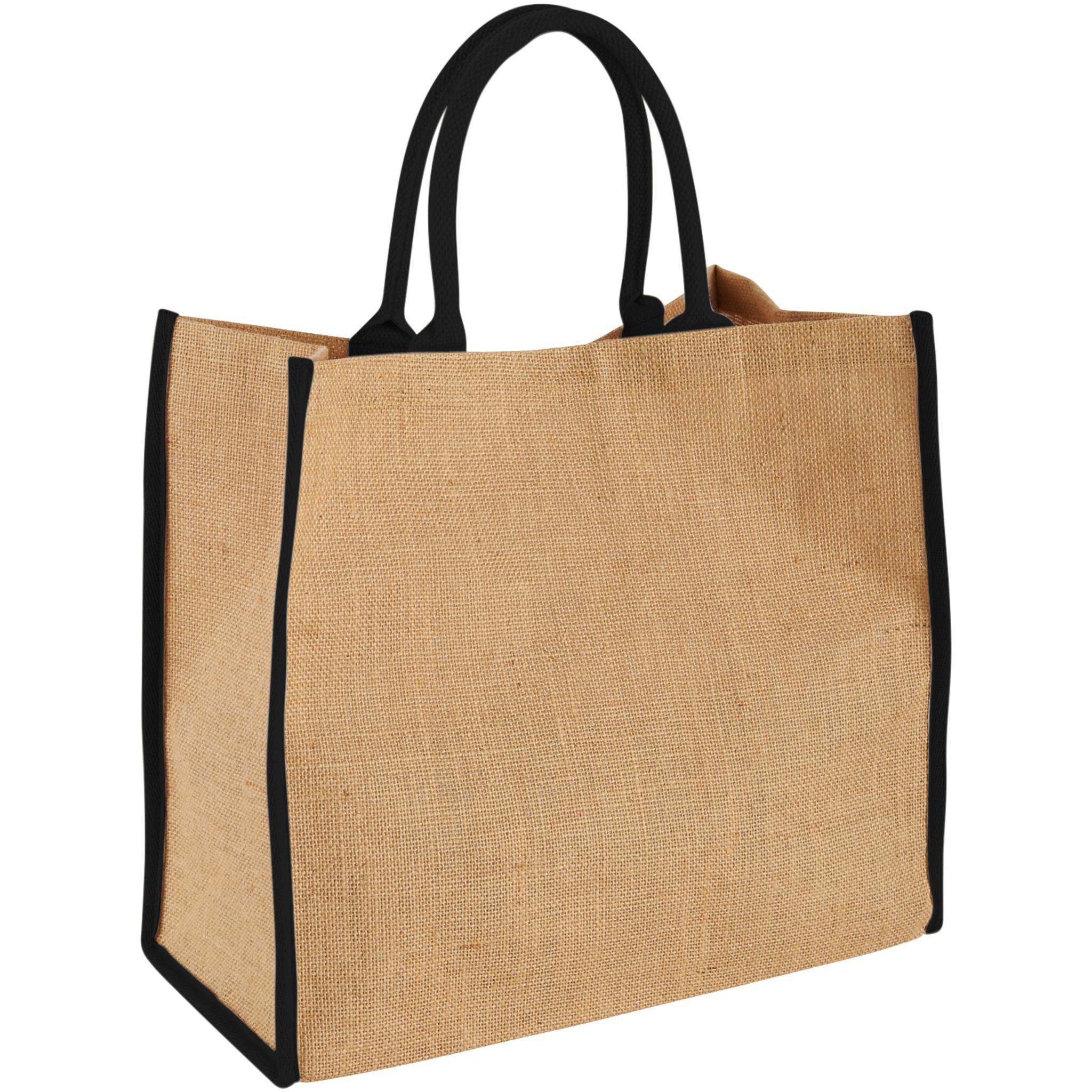 Bullet The Large Jute Tote (Pack of 2) (Natural/Solid Black) (40 x 20 x 35cm)