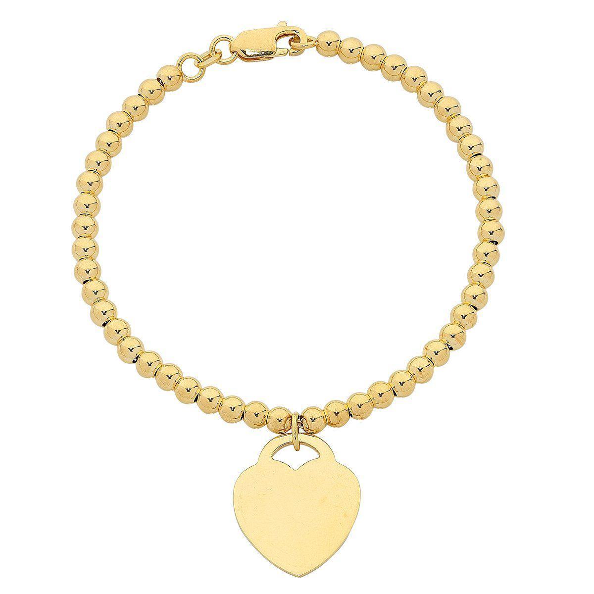 Bevilles 9ct Yellow Gold Silver Infused Bracelet with Heart Charm