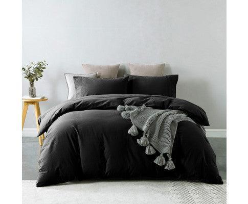 Royal Comfort Vintage Washed 100% Cotton Quilt Cover Set Bedding Ultra Soft - Charcoal
