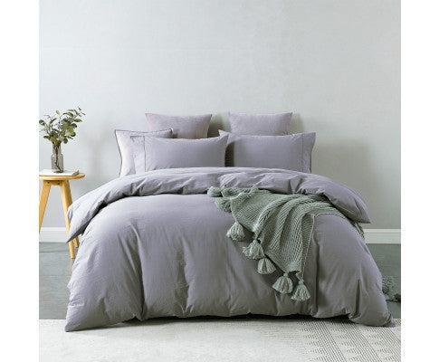 Royal Comfort Vintage Washed 100% Cotton Quilt Cover Set Bedding Ultra Soft - Grey