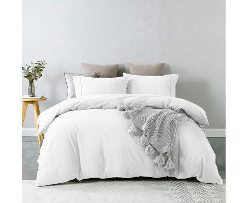 Royal Comfort Vintage Washed 100% Cotton Quilt Cover Set Bedding Ultra Soft - White