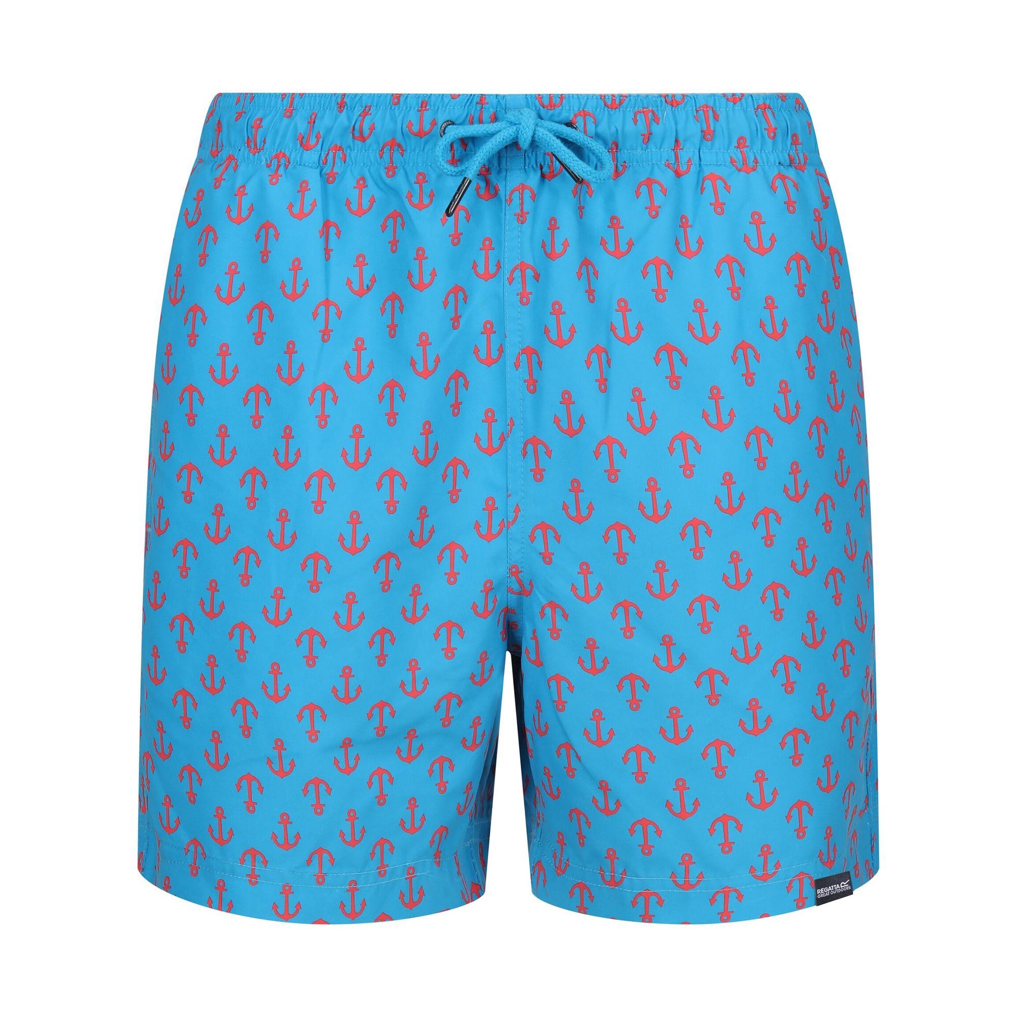 Regatta Mens Loras Anchor Swim Shorts (Fluro Blue) (XL)