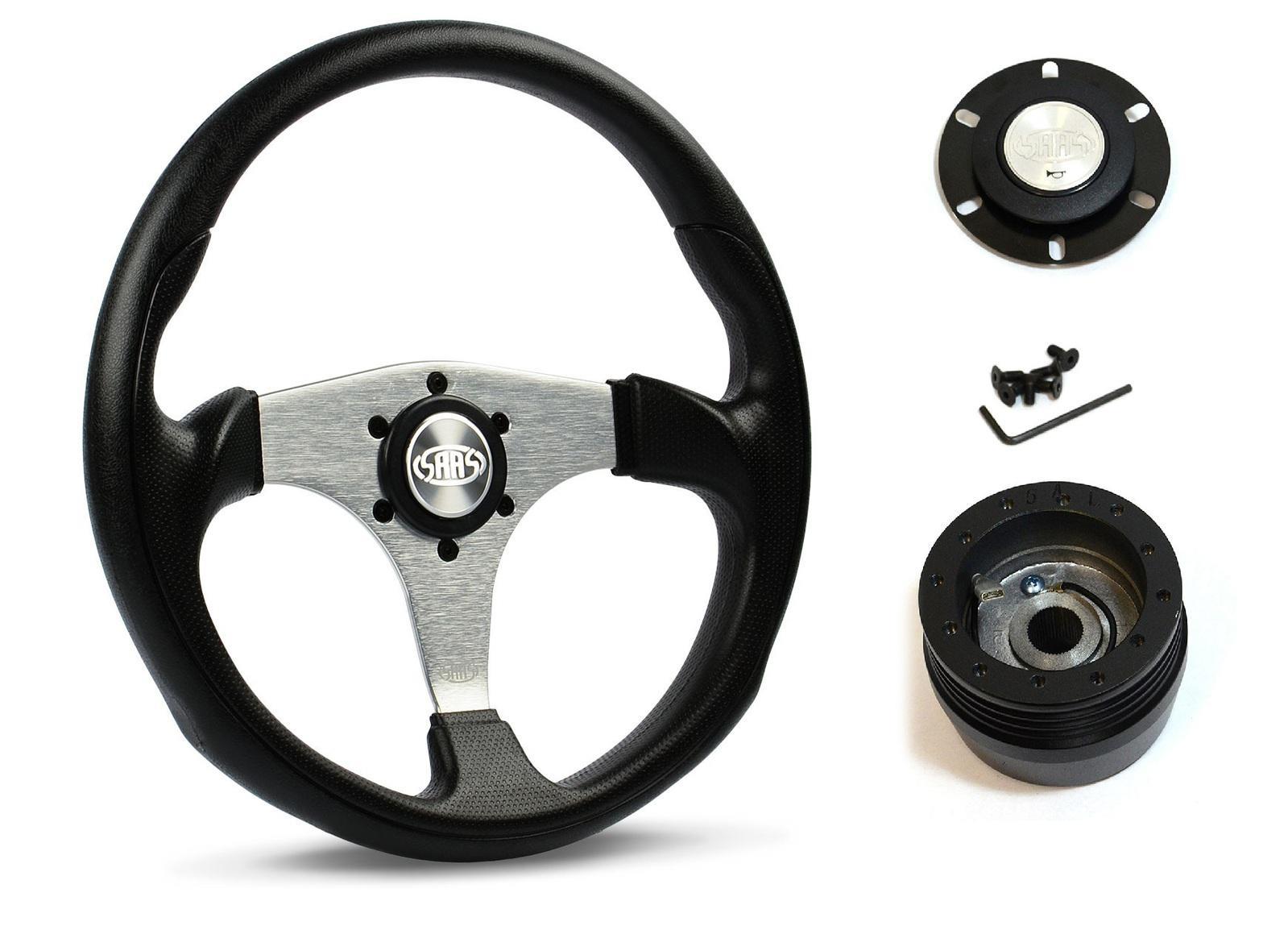 SAAS Steering Wheel Poly 14" ADR Octane Brushed Alloy Spoke SW515S-R and SAAS boss kit for MG 1300 MK2 GT 1971-1978