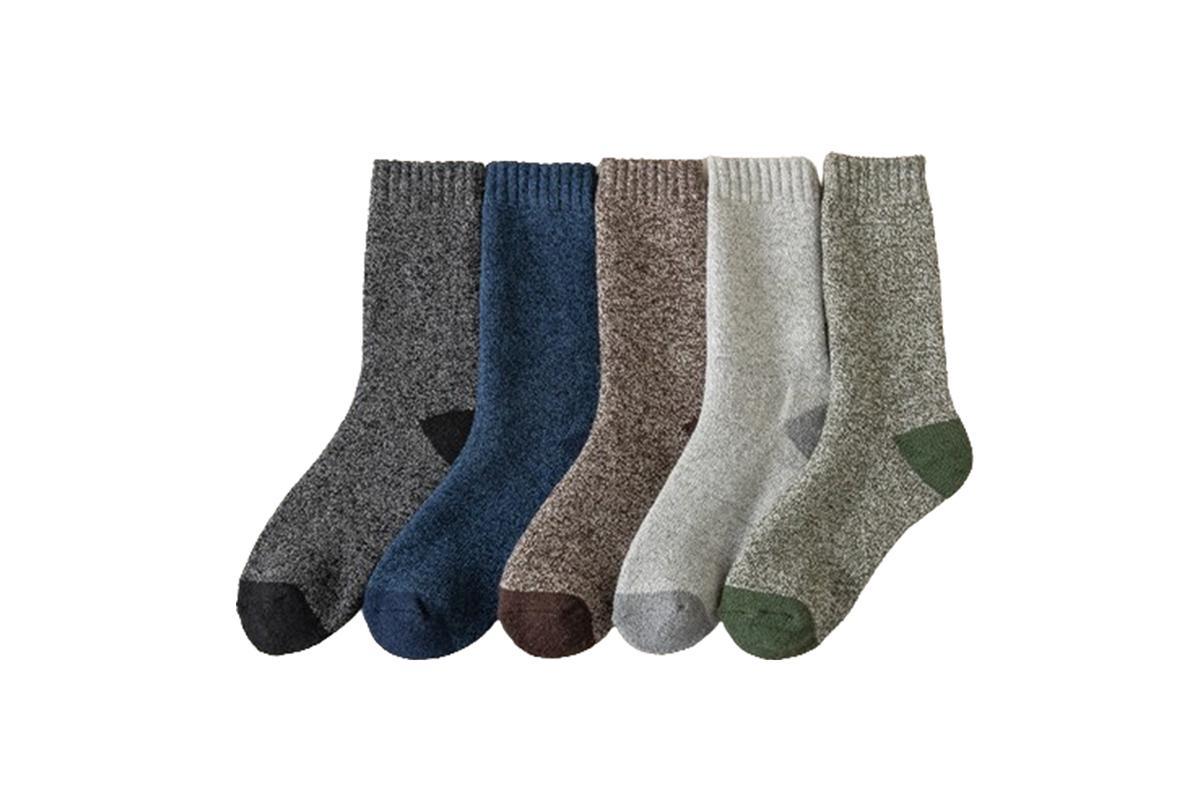 5 Pairs Winter Warm Thermal Wool Hiking Socks for Men