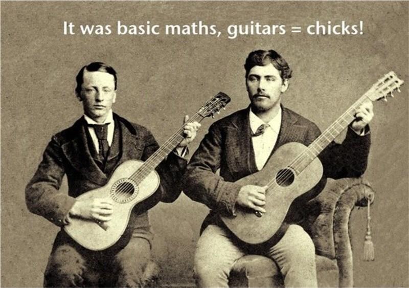 Greeting Card Basic Maths Guitars = Chicks (Card Only)