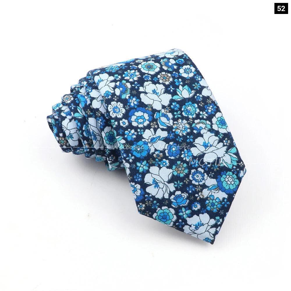 Blue Floral Cotton Ties For Weddings