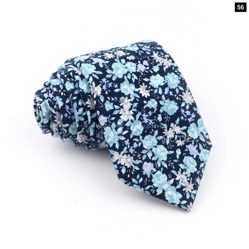 Blue Floral Cotton Ties For Weddings