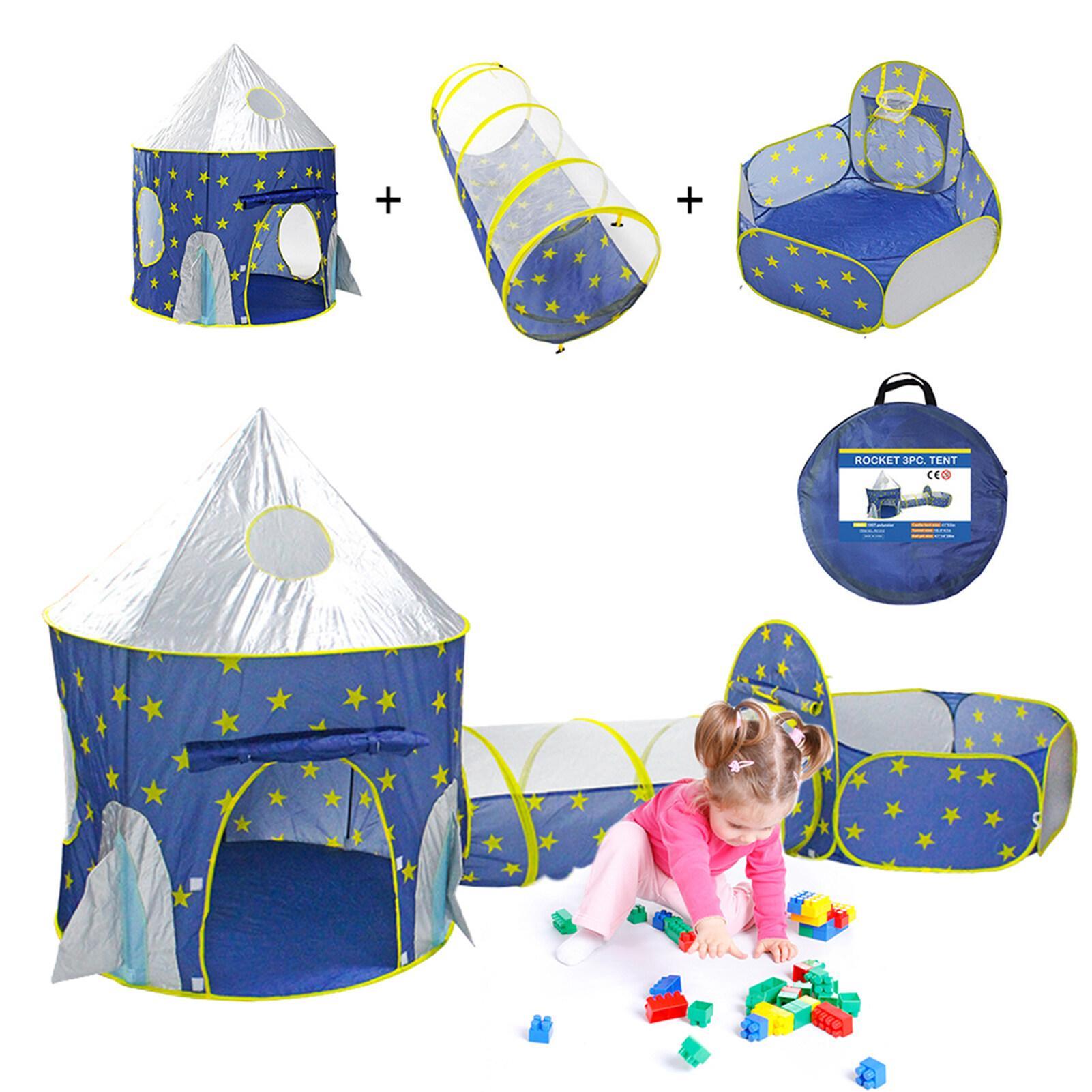 3 in 1 Kids Playhouse Children Play Tent with Tunnel Ball Pit for Toddlers Boys Indoor Outdoor Play House