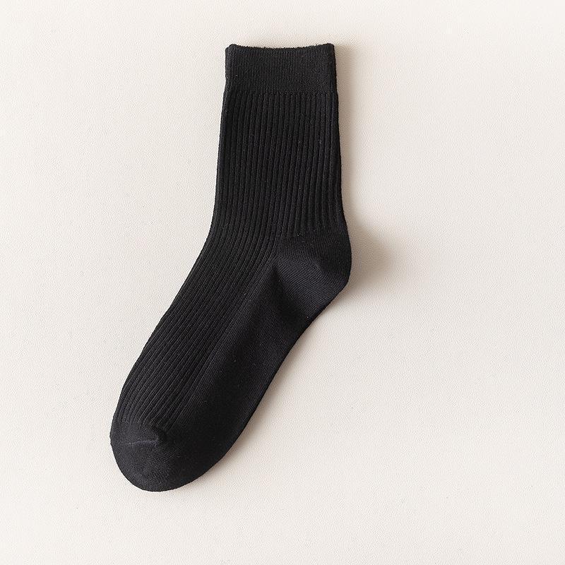 10 pairs of vertical striped cotton socks business sports socks - black