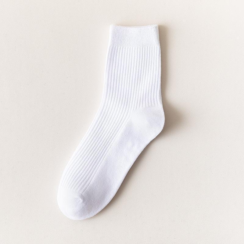 10 pairs of vertical striped cotton socks in commercial sports socks-white