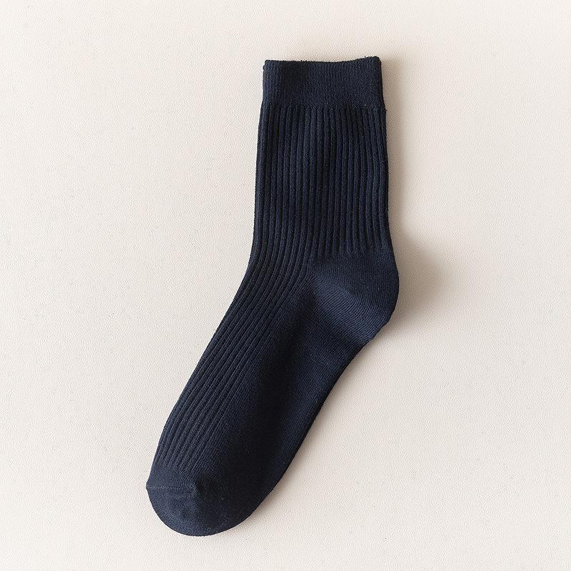 10 pairs of vertical striped cotton socks in commercial sports socks-Tibetan cyan