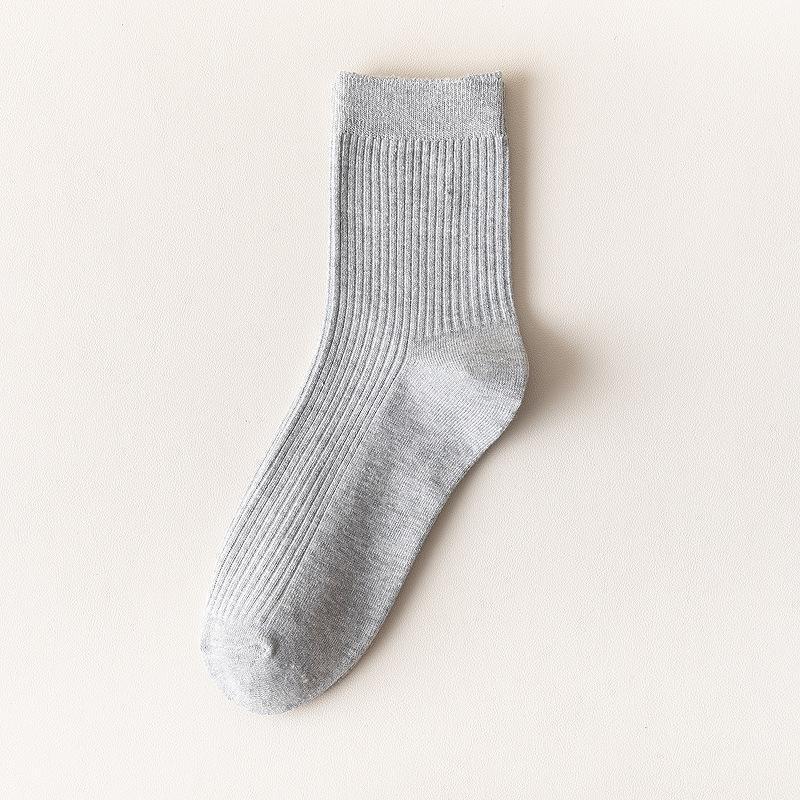 10 pairs of vertical striped cotton socks in commercial sports socks-gray