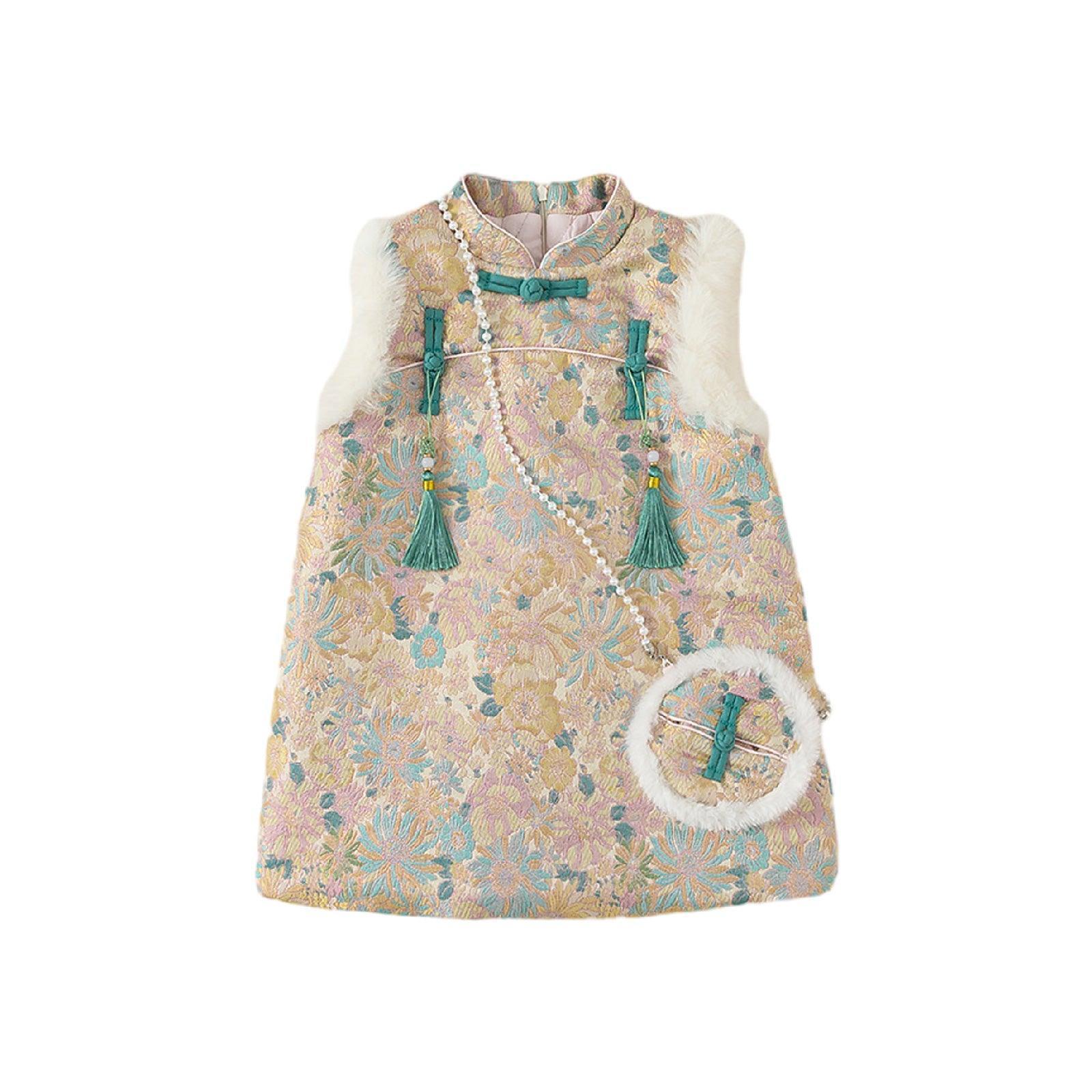 Children's Dress With Buckle And Flush Design National Style