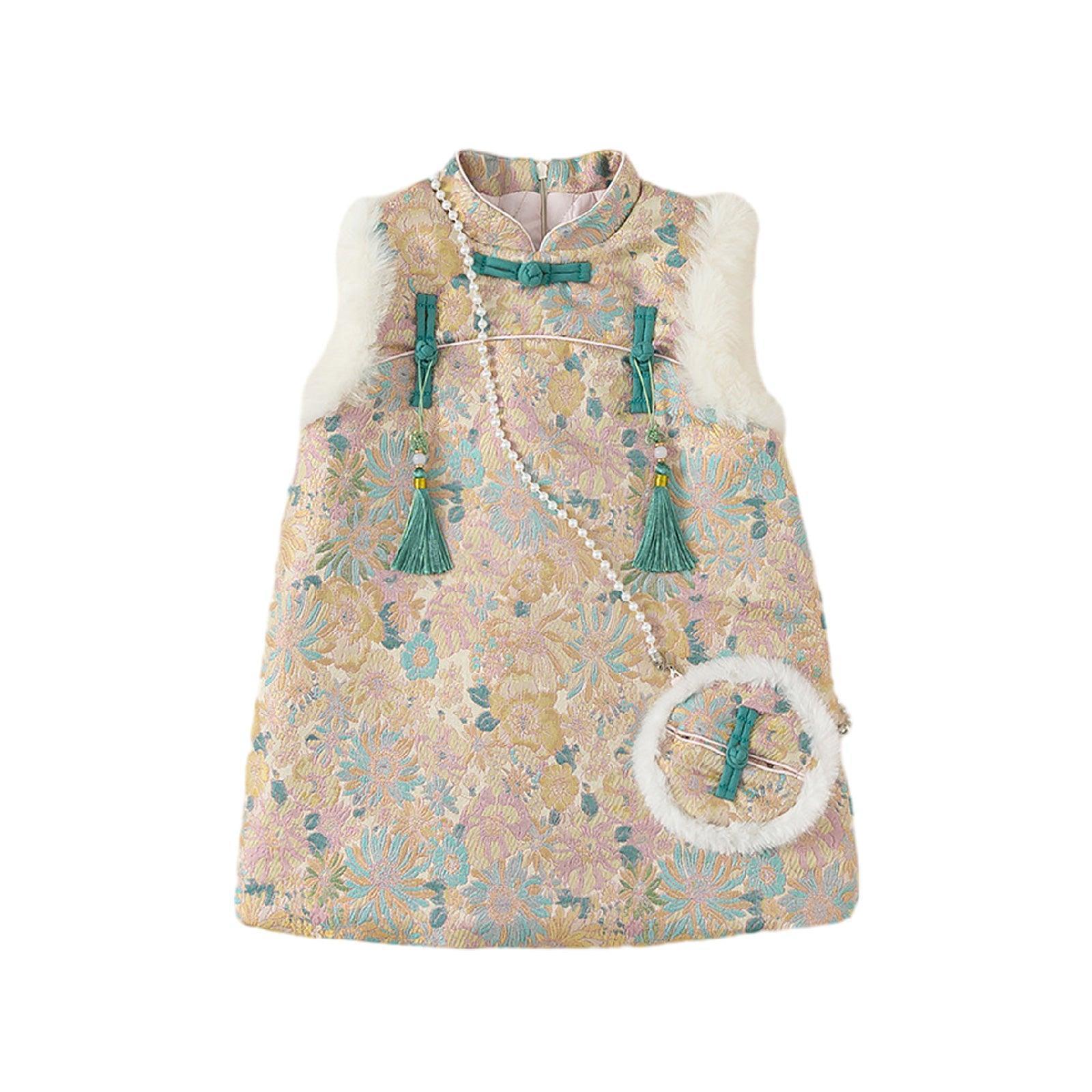 Children's Dress With Buckle And Flush Design National Style