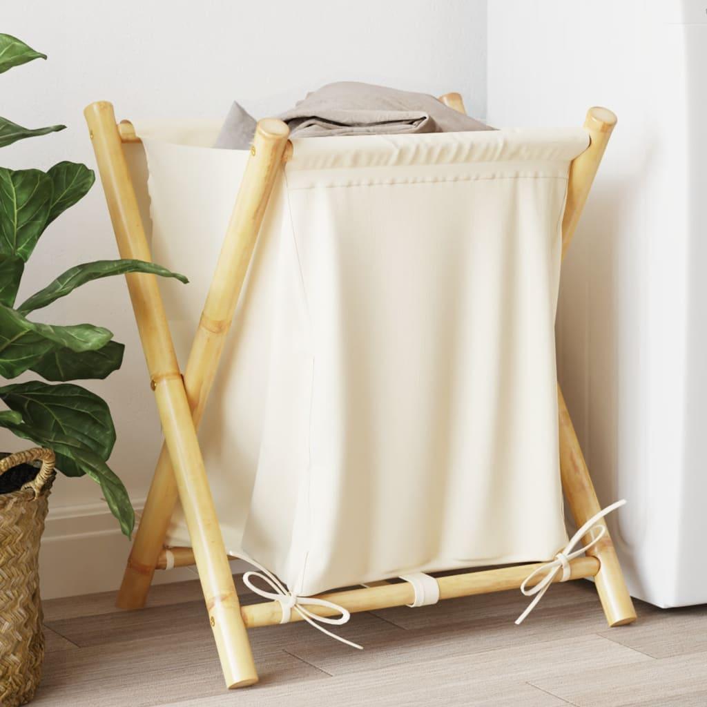 Laundry Basket Cream White 45x55x63.5 cm Bamboo vidaXL