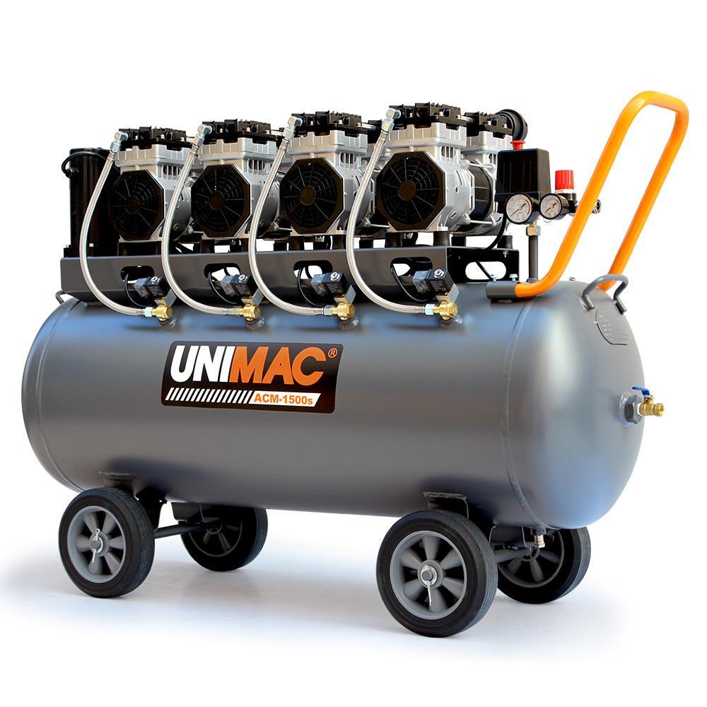 Unimac 150L 4.0HP Slient Oil-Free Electric Air Compressor, 116PSI Portable Heavy Duty for Air Tools Spray Painting, Twin Nitto Outlets, 15A Plug