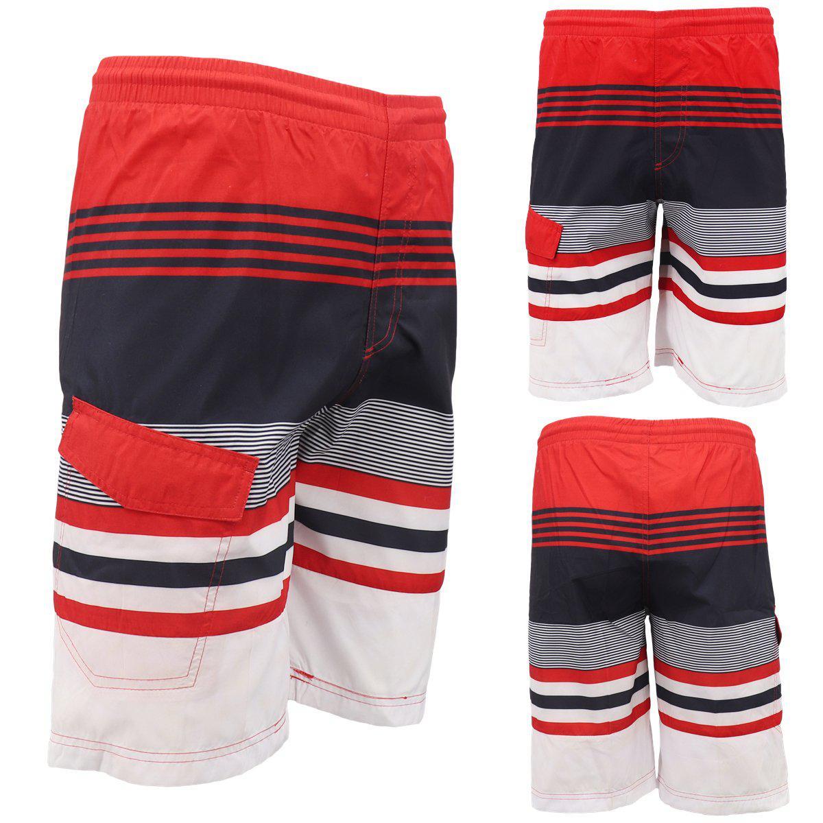 Men's Quick Dry Long Surf Board Swim Beach Swimming Shorts Trunks Pants Swimwear - Red (Size:XL)