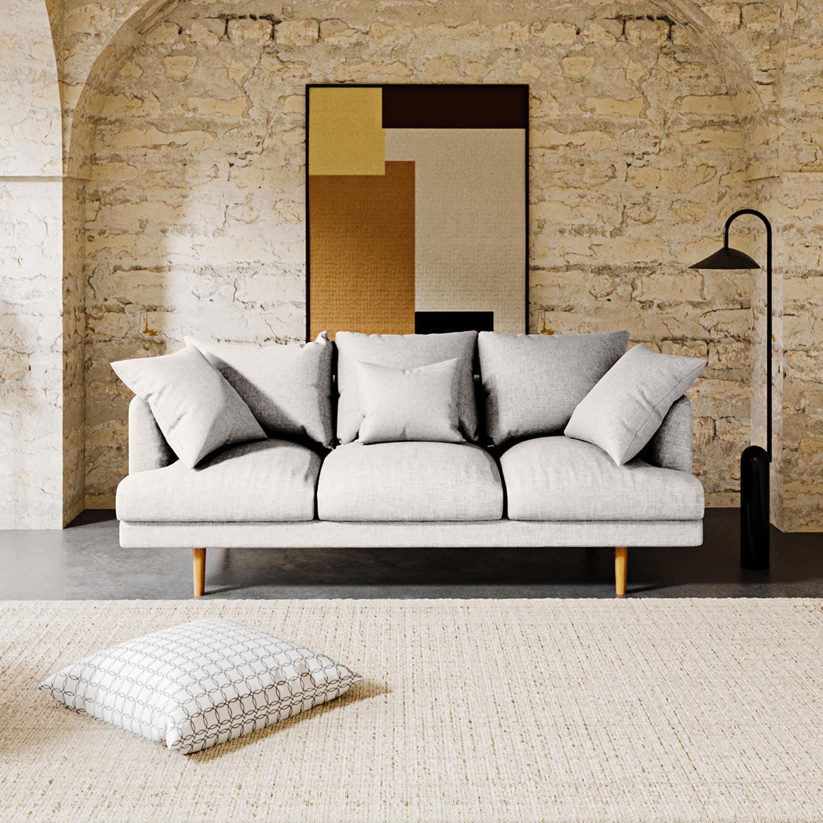 Colton Fabric 3 Seater Sofa - Cream White