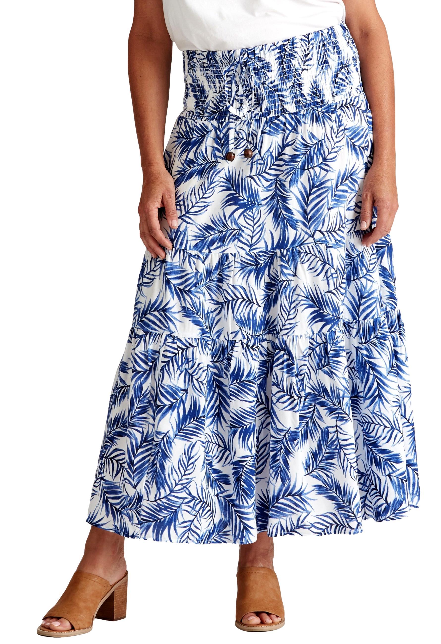 MILLERS - Womens Skirts - Maxi - Summer - Blue - Floral - A Line - Fashion - Fern - Relaxed Fit - - Tiered - Long - Casual Work Clothes - Office Wear
