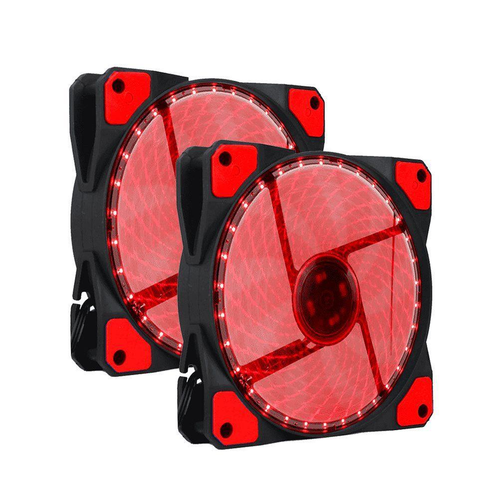 2 Pack GX AF-12R 120mm Red Light Led Fan, Hydraulic Bearing, 4Pin & 3Pin, High Airflow Quiet Computer PC Gaming case Fan, Heat sink CPU Cooler