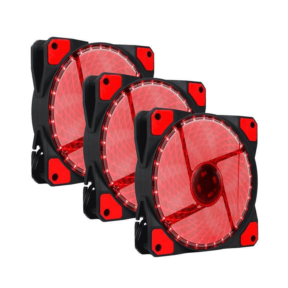 3 Pack GX AF-12R 120mm Red Light Led Fan, Hydraulic Bearing, 4Pin & 3Pin, High Airflow Quiet Computer PC Gaming case Fan, Heat sink CPU Cooler