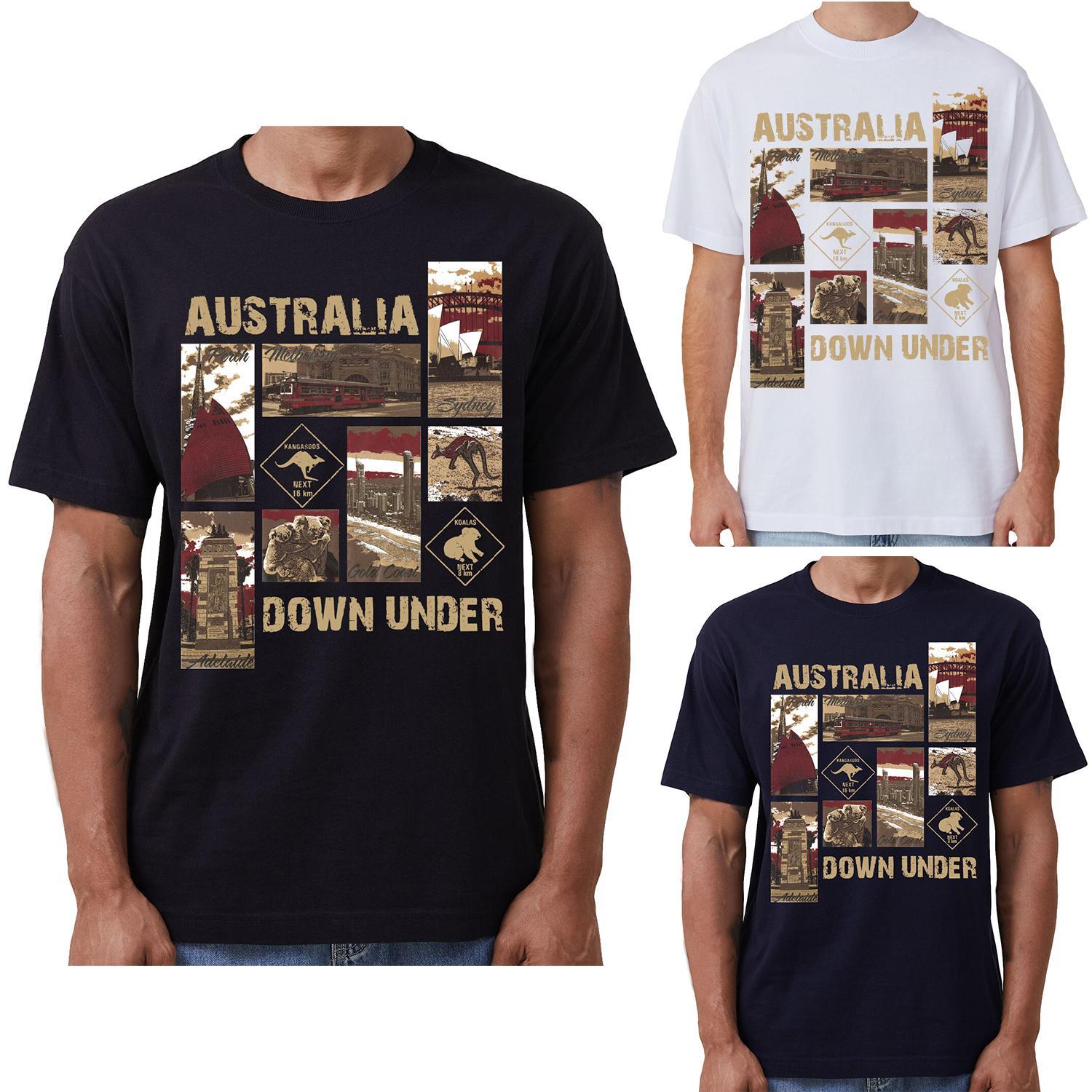 100% Cotton Australia Down Under Souvenir T-Shirt Unisex Adult Iconic Tee Top, Navy, 2XL