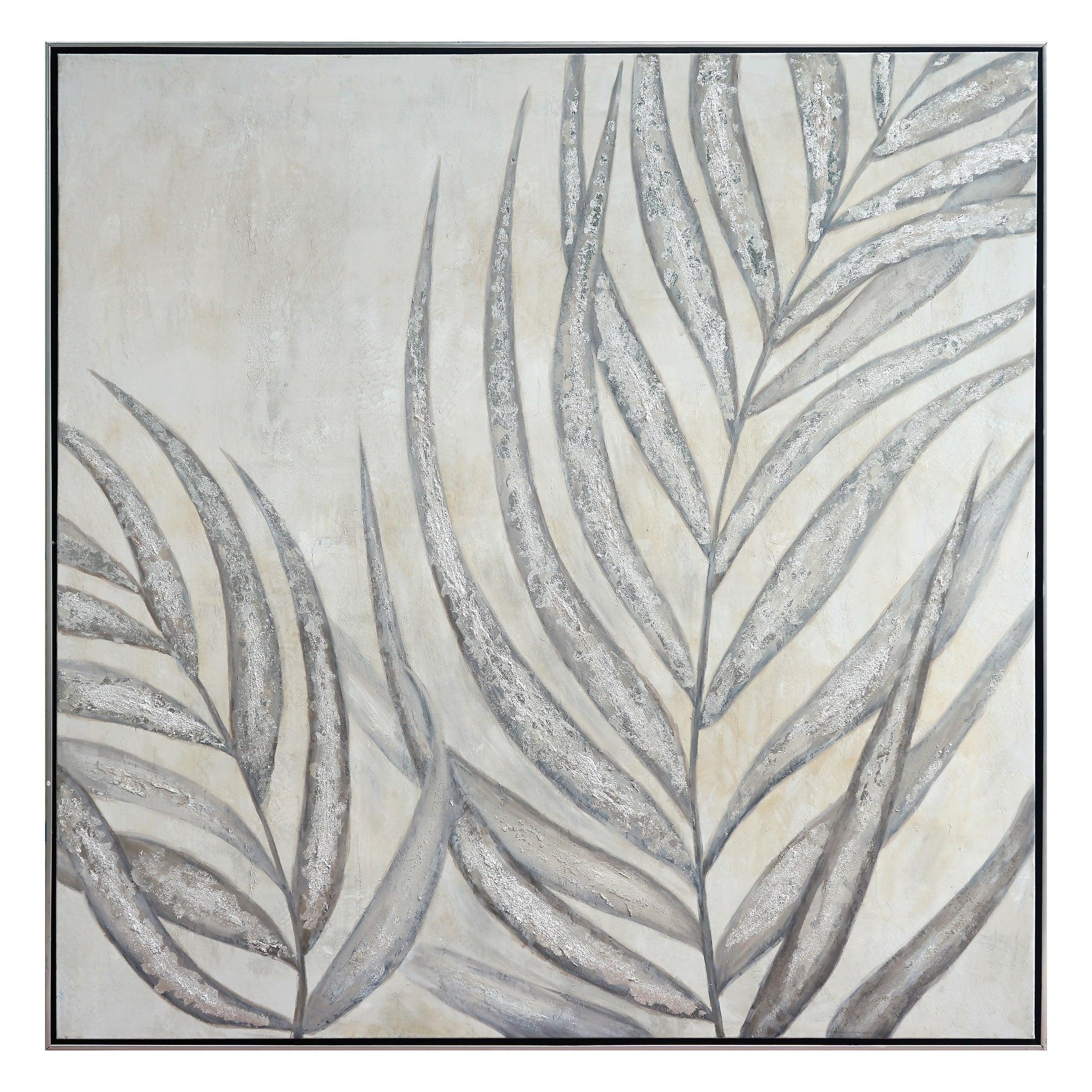 Silver Palms Framed Canvas Wall Art