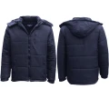 Men's Thick Water Resistant Puffy Puffer Hooded Hoodie Jacket Warm Quilted Coat (Size:M (Navy))